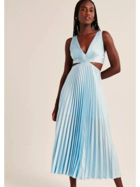 Abercrombie & Fitch Blue Giselle Pleated Cutout Maxi Dress Medium 36232 - Picture 2 of 15